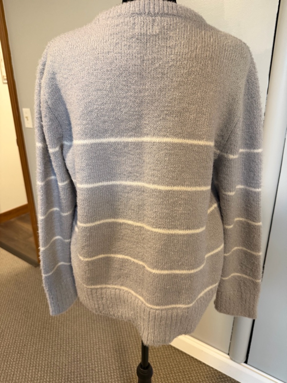 A New Day Gray Striped Fuzzy Knit Sweater Size S NWT - Picture 3 of 3